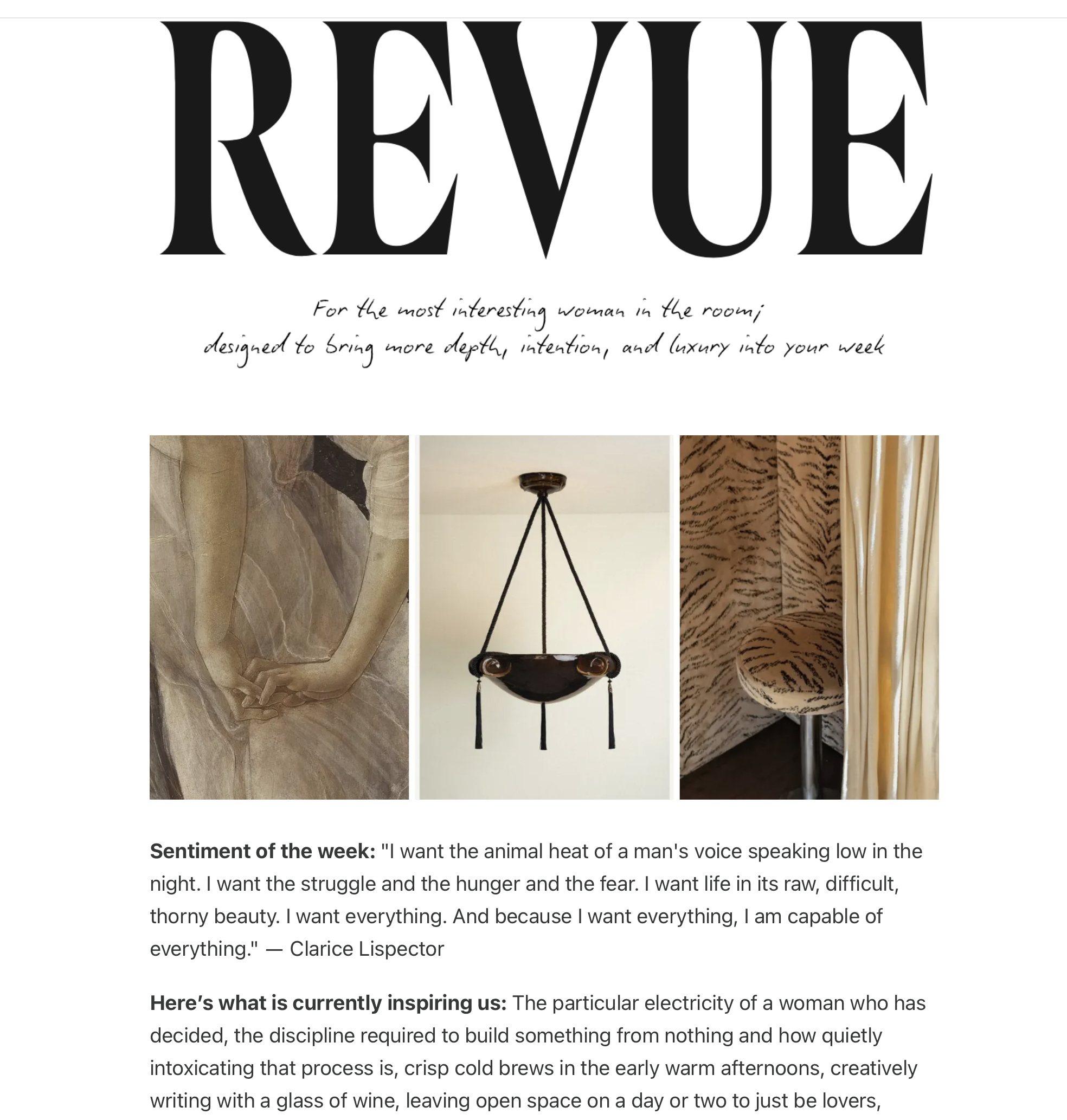 REVUE: For the most interesting woman in the room